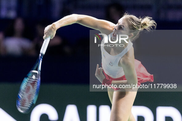 Dawid Celt , Magda Linette  during Billie Jean King Cup Finals match Spain vs Poland in Malaga Spain on 15 November 2024. 