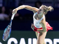 Dawid Celt , Magda Linette  during Billie Jean King Cup Finals match Spain vs Poland in Malaga Spain on 15 November 2024. (