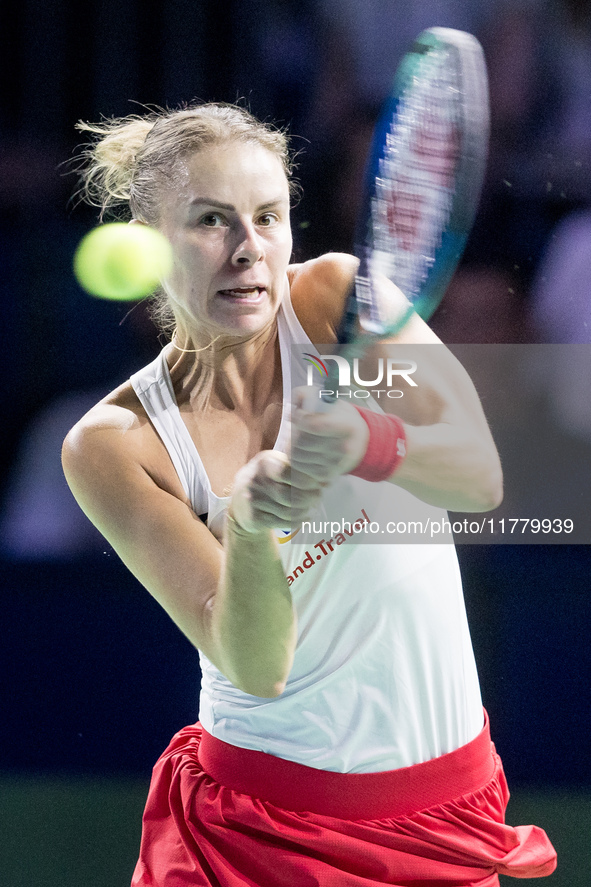 Dawid Celt , Magda Linette  during Billie Jean King Cup Finals match Spain vs Poland in Malaga Spain on 15 November 2024. 