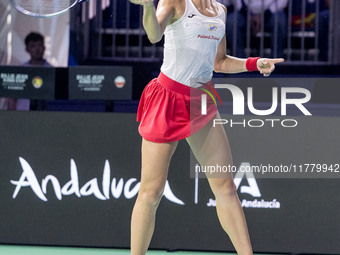 Dawid Celt , Magda Linette  during Billie Jean King Cup Finals match Spain vs Poland in Malaga Spain on 15 November 2024. (