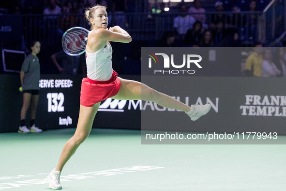 Magda Linette  during Billie Jean King Cup Finals match Spain vs Poland in Malaga Spain on 15 November 2024. 