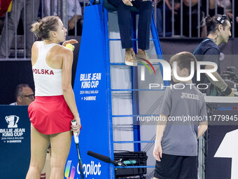 Magda Linette  during Billie Jean King Cup Finals match Spain vs Poland in Malaga Spain on 15 November 2024. (