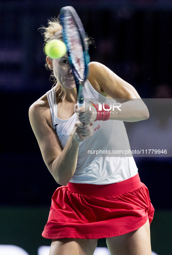 Dawid Celt , Magda Linette  during Billie Jean King Cup Finals match Spain vs Poland in Malaga Spain on 15 November 2024. 