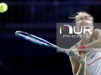 Dawid Celt , Magda Linette  during Billie Jean King Cup Finals match Spain vs Poland in Malaga Spain on 15 November 2024. (