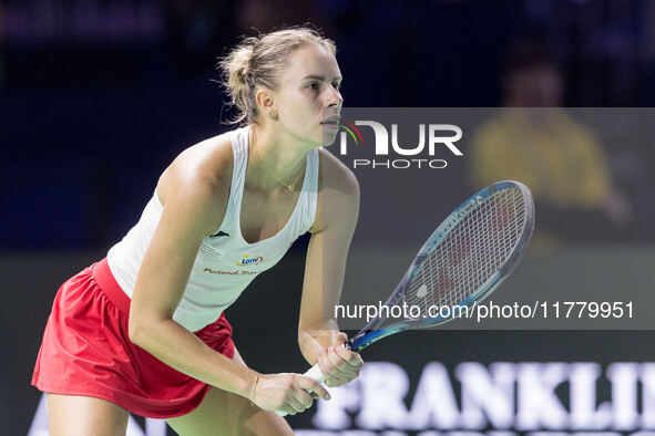 Dawid Celt , Magda Linette  during Billie Jean King Cup Finals match Spain vs Poland in Malaga Spain on 15 November 2024. 