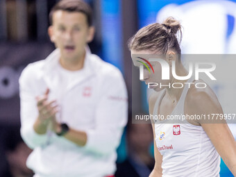 Dawid Celt , Magda Linette  during Billie Jean King Cup Finals match Spain vs Poland in Malaga Spain on 15 November 2024. (