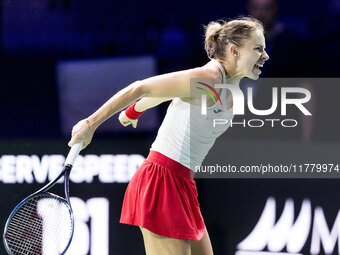 Magda Linette (POL) during Billie Jean King Cup Finals match Spain vs Poland in Malaga Spain on 15 November 2024. (