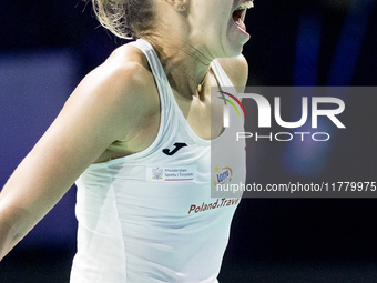 Magda Linette (POL) during Billie Jean King Cup Finals match Spain vs Poland in Malaga Spain on 15 November 2024. (