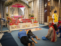 Sikh devotees offer prayers at a Gurudwara on the occasion of Guru Nanak Jayanti in Guwahati, Assam, India, on November 15, 2024. Guru Nanak...