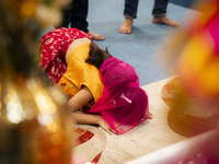 Sikh devotees offer prayers at a Gurudwara on the occasion of Guru Nanak Jayanti in Guwahati, Assam, India, on November 15, 2024. Guru Nanak...