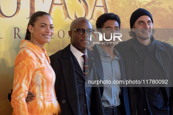 Elodie, Barry Jenkins, Alberto Boubakar Malanchino, and Luca Marinelli attend the ''Mufasa: The Lion King'' photocall at The Space Cinema Mo...