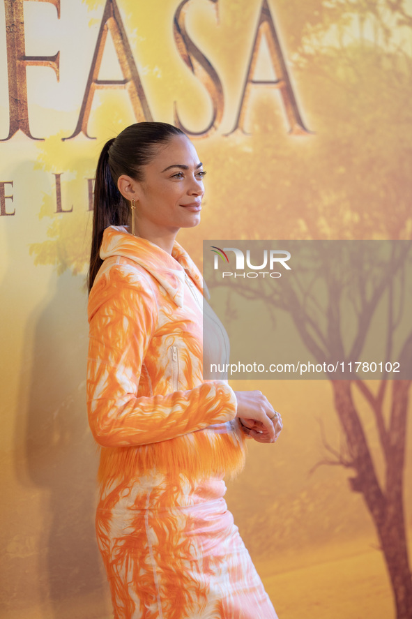 Singer Elodie attends the ''Mufasa: The Lion King'' photocall at The Space Cinema Moderno in Rome, Italy, on November 15, 2024. 