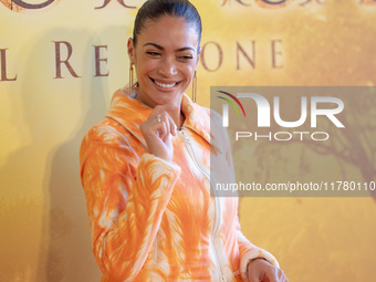 Singer Elodie attends the ''Mufasa: The Lion King'' photocall at The Space Cinema Moderno in Rome, Italy, on November 15, 2024. (