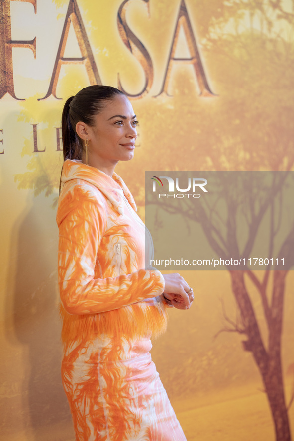 Singer Elodie attends the ''Mufasa: The Lion King'' photocall at The Space Cinema Moderno in Rome, Italy, on November 15, 2024. 