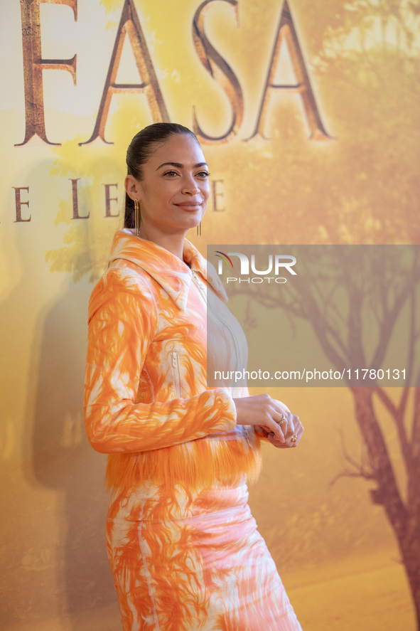 Singer Elodie attends the ''Mufasa: The Lion King'' photocall at The Space Cinema Moderno in Rome, Italy, on November 15, 2024. 