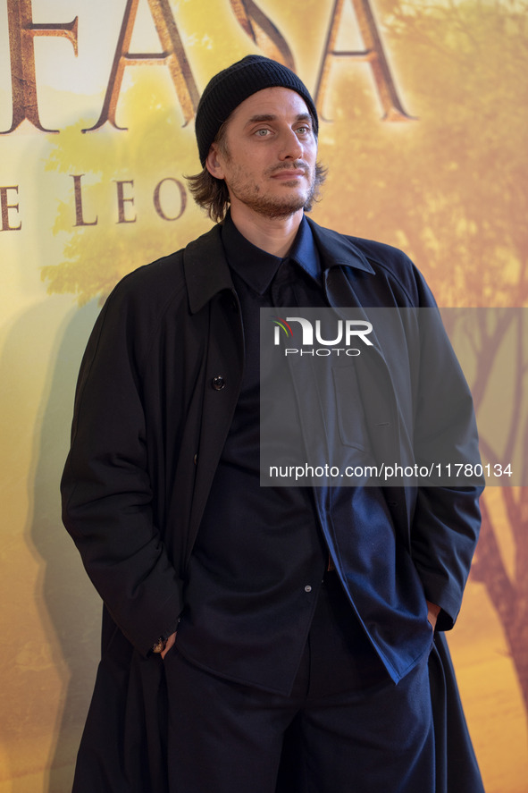 Luca Marinelli attends the ''Mufasa: The Lion King'' photocall at The Space Cinema Moderno in Rome, Italy, on November 15, 2024. 