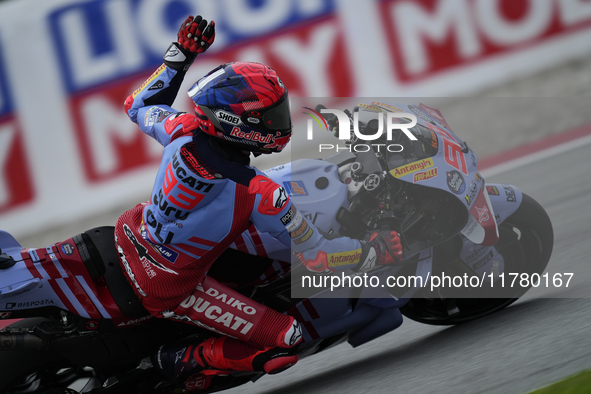 Marc Marquez (93) of Spain and Gresini Racing Moto GP Ducati during the free practice of the Motul Solidarity Grand Prix of Barcelona at Ric...