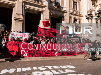 In Rome, Italy, on November 15, 2024, students participate in a demonstration against Giorgia Meloni and the government, calling for an end...