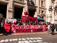 In Rome, Italy, on November 15, 2024, students participate in a demonstration against Giorgia Meloni and the government, calling for an end...