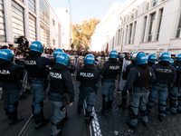 In Rome, Italy, on November 15, 2024, students participate in a demonstration against Giorgia Meloni and the government, calling for an end...