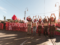 In Rome, Italy, on November 15, 2024, students participate in a demonstration against Giorgia Meloni and the government, calling for an end...