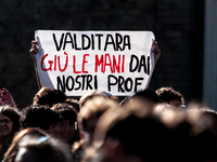 In Rome, Italy, on November 15, 2024, students participate in a demonstration against Giorgia Meloni and the government, calling for an end...