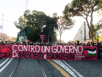 In Rome, Italy, on November 15, 2024, students participate in a demonstration against Giorgia Meloni and the government, calling for an end...