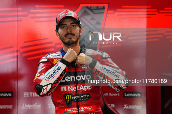 Francesco Pecco Bagnaia (1) of Italy and Ducati Lenovo Team during the free practice of the Motul Solidarity Grand Prix of Barcelona at Rica...