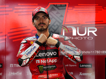 Francesco Pecco Bagnaia (1) of Italy and Ducati Lenovo Team during the free practice of the Motul Solidarity Grand Prix of Barcelona at Rica...