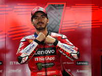 Francesco Pecco Bagnaia (1) of Italy and Ducati Lenovo Team during the free practice of the Motul Solidarity Grand Prix of Barcelona at Rica...