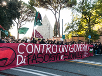 In Rome, Italy, on November 15, 2024, students participate in a demonstration against Giorgia Meloni and the government, calling for an end...