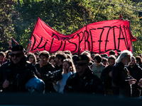 In Rome, Italy, on November 15, 2024, students participate in a demonstration against Giorgia Meloni and the government, calling for an end...