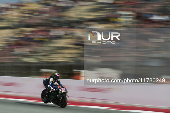 Alex Rins (42) of Spain and Monster Energy Yamaha Moto GP during the free practice of the Motul Solidarity Grand Prix of Barcelona at Ricard...