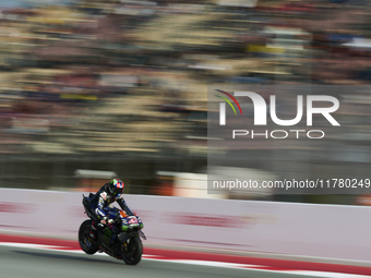 Alex Rins (42) of Spain and Monster Energy Yamaha Moto GP during the free practice of the Motul Solidarity Grand Prix of Barcelona at Ricard...