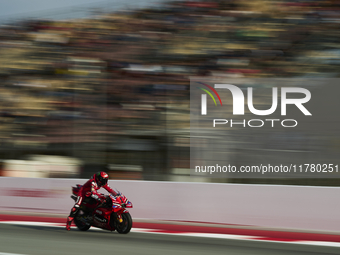 Francesco Pecco Bagnaia (1) of Italy and Ducati Lenovo Team during the free practice of the Motul Solidarity Grand Prix of Barcelona at Rica...