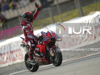 Francesco Pecco Bagnaia (1) of Italy and Ducati Lenovo Team during the free practice of the Motul Solidarity Grand Prix of Barcelona at Rica...