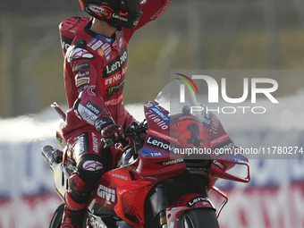 Francesco Pecco Bagnaia (1) of Italy and Ducati Lenovo Team during the free practice of the Motul Solidarity Grand Prix of Barcelona at Rica...