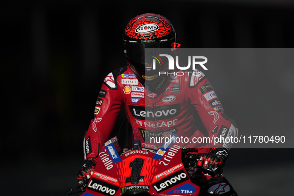 Francesco Pecco Bagnaia (1) of Italy and Ducati Lenovo Team during the free practice of the Motul Solidarity Grand Prix of Barcelona at Rica...