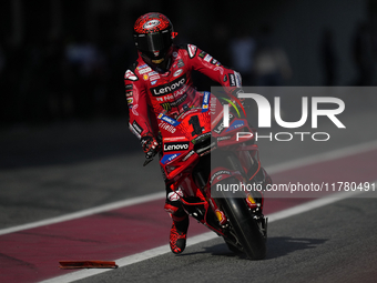 Francesco Pecco Bagnaia (1) of Italy and Ducati Lenovo Team during the free practice of the Motul Solidarity Grand Prix of Barcelona at Rica...