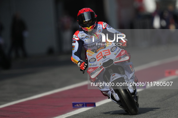 Marc Marquez (93) of Spain and Gresini Racing Moto GP Ducati during the free practice of the Motul Solidarity Grand Prix of Barcelona at Ric...