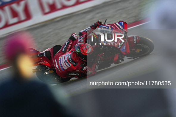 Francesco Pecco Bagnaia (1) of Italy and Ducati Lenovo Team during the free practice of the Motul Solidarity Grand Prix of Barcelona at Rica...