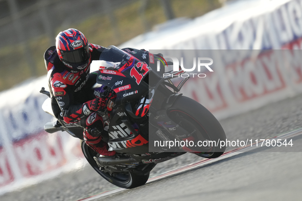 Maverick Vinales (12) of Spain and Aprilia Racing during the free practice of the Motul Solidarity Grand Prix of Barcelona at Ricardo Tormo...