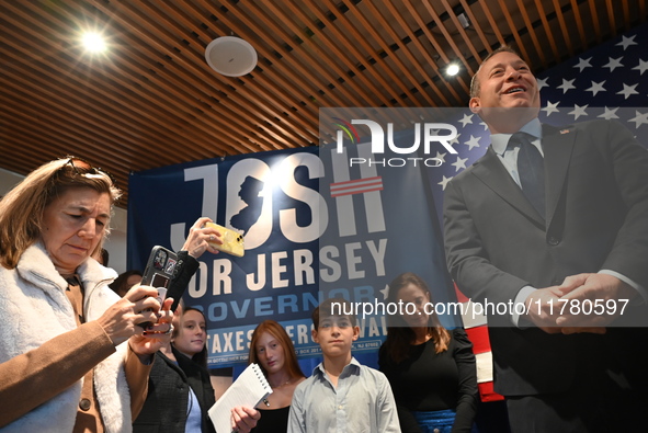 Congressman Josh Gottheimer of New Jersey announces his run for Governor at Runway Diner in South Hackensack, New Jersey, United States, on...