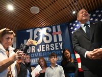 Congressman Josh Gottheimer of New Jersey announces his run for Governor at Runway Diner in South Hackensack, New Jersey, United States, on...