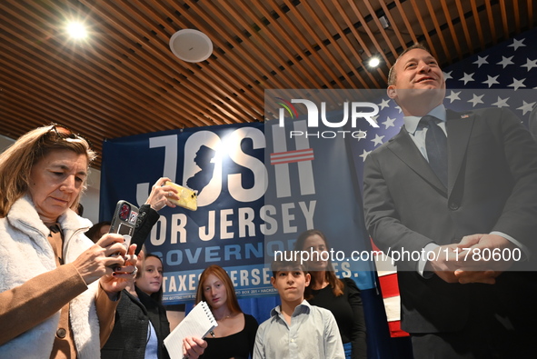 Congressman Josh Gottheimer of New Jersey announces his run for Governor at Runway Diner in South Hackensack, New Jersey, United States, on...