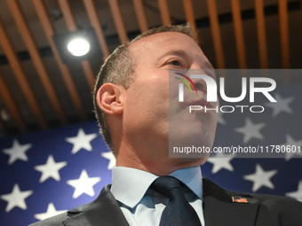 Congressman Josh Gottheimer of New Jersey announces his run for Governor at Runway Diner in South Hackensack, New Jersey, United States, on...