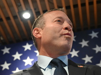 Congressman Josh Gottheimer of New Jersey announces his run for Governor at Runway Diner in South Hackensack, New Jersey, United States, on...