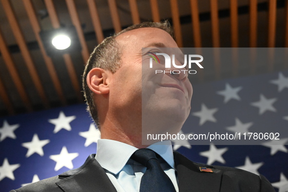 Congressman Josh Gottheimer of New Jersey announces his run for Governor at Runway Diner in South Hackensack, New Jersey, United States, on...