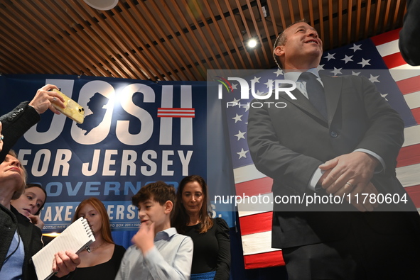 Congressman Josh Gottheimer of New Jersey announces his run for Governor at Runway Diner in South Hackensack, New Jersey, United States, on...