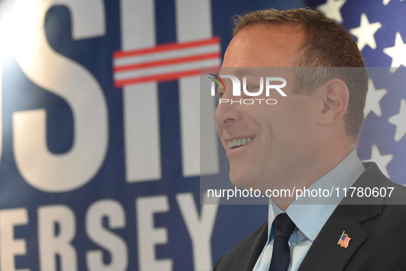 Congressman Josh Gottheimer of New Jersey announces his run for Governor at Runway Diner in South Hackensack, New Jersey, United States, on...